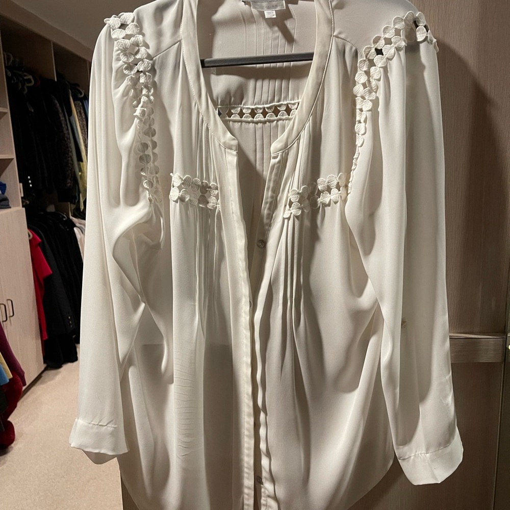 Daniel Rainn Cream Blouse with Floral Details